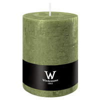 STUMPENKERZE Rustik Marble Style Olive 140 x Ø 100 mm, 1 Stück - Olivgrün, Paraffin (10/14cm) - Wiedemann Kerzen