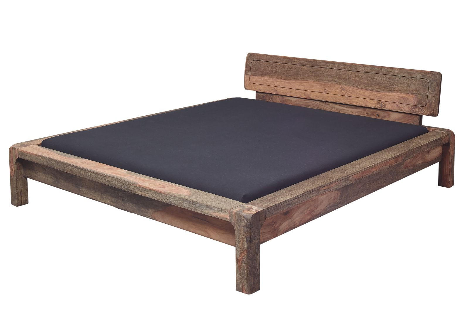 BETT Massivholz Sheesham 140 x 200 x 80 grau BUENO #013 - Grau, Holz (140/200cm) - Massivmoebel24