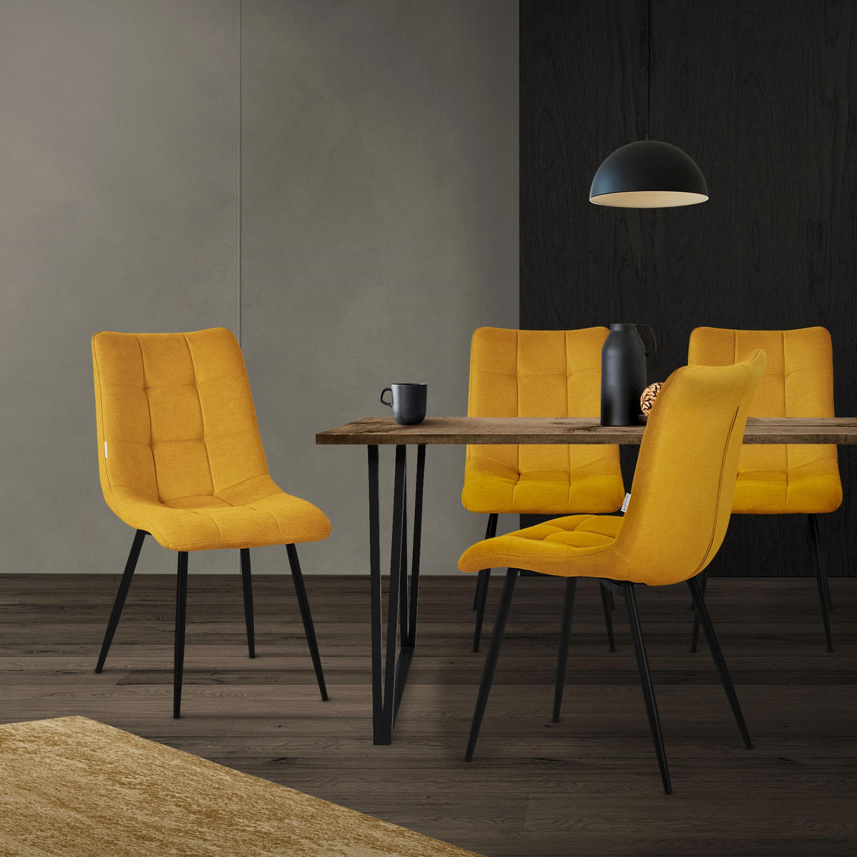 ESSZIMMERSTUHL 6er Set - Gelb, Metall (49/89/60.5cm) - ML-DESIGN