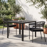 GARTENESSGRUPPE - 3-teilig - Stahl / Polyrattan - Schwarz - Schwarz, Kunststoff/Textil - home24