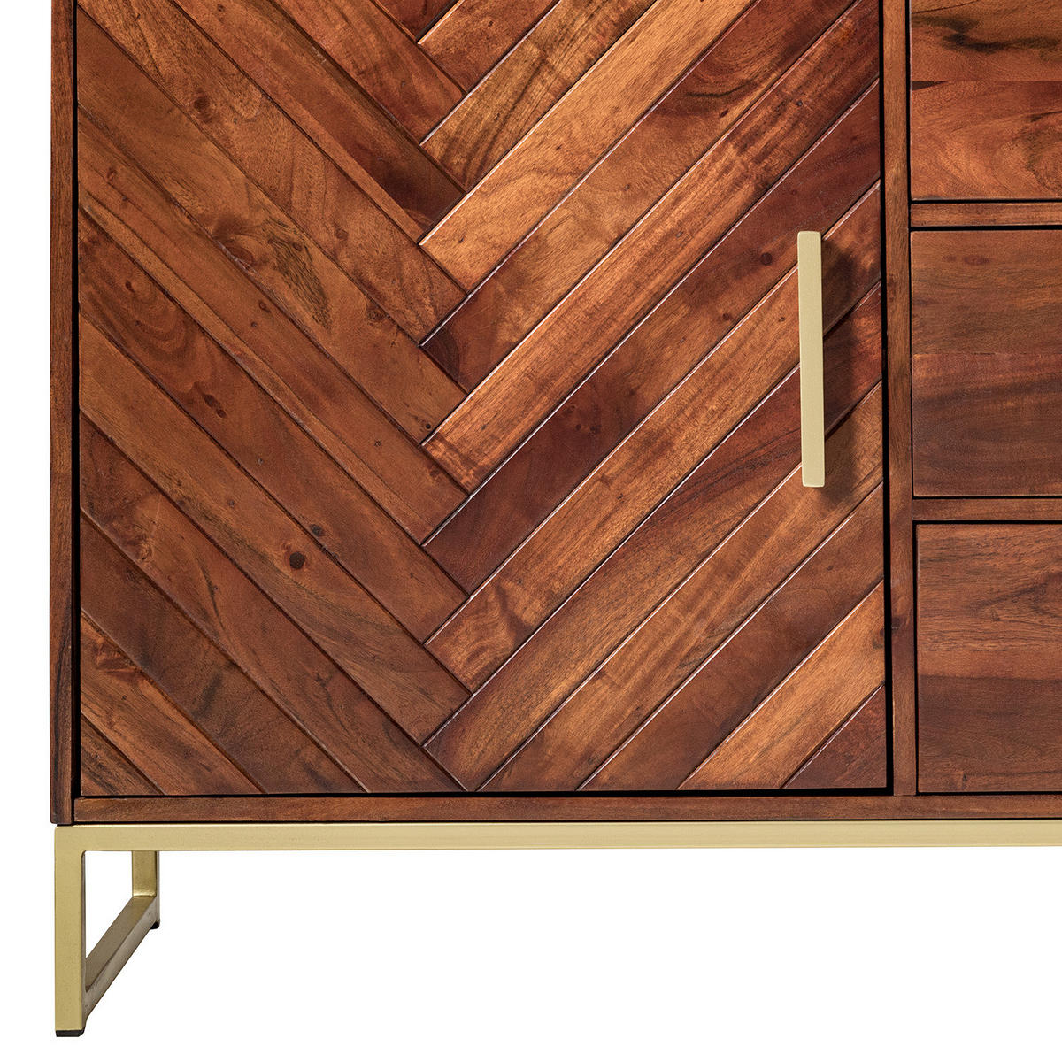 SIDEBOARD - Akazie massiv - Goldfarben/Akaziefarben, Holz (180/80/39cm) - home24