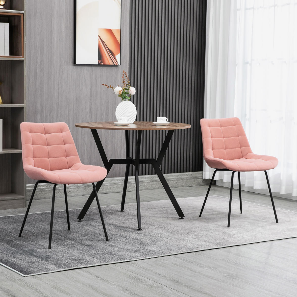 ESSZIMMERSTÜHLE, Samt, Rosa - Rosa, Textil (61/79/50cm) - HOMCOM