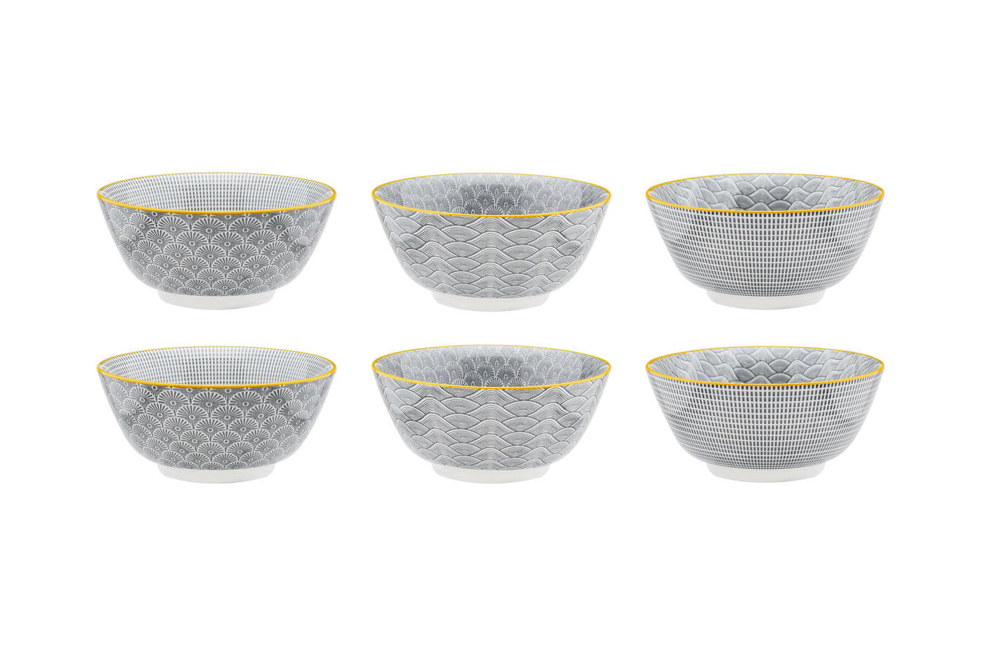 SCHALEN Pattern Ø15cm - 6er-Set - Eclipse - Grau, Keramik (15cm) - Björn