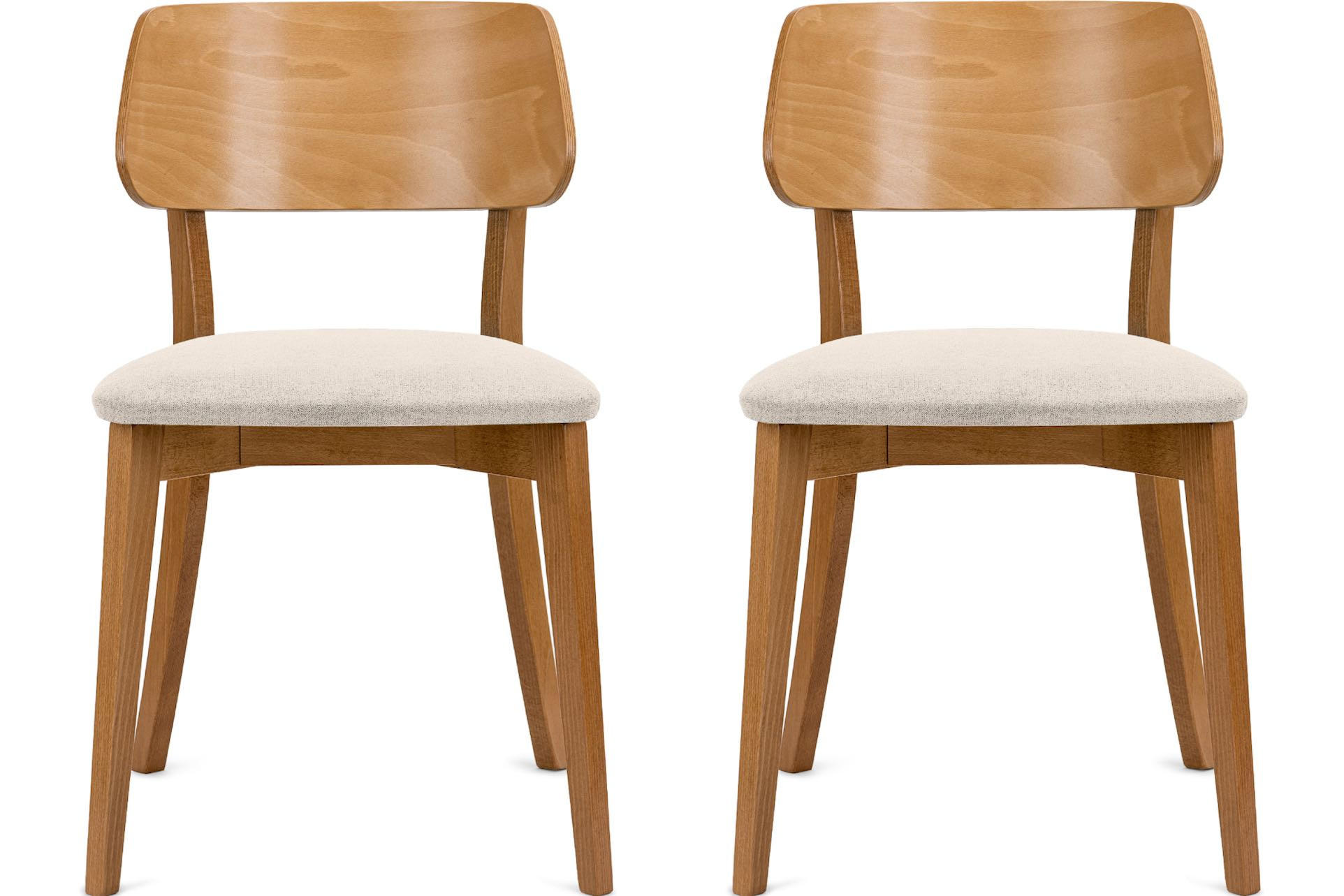ESSZIMMERSTÜHLE VINIS (2er-Set), creme / Eiche hell - Eichefarben/Creme, Holz/Buchenholz (47/81/45cm) - KONSIMO®