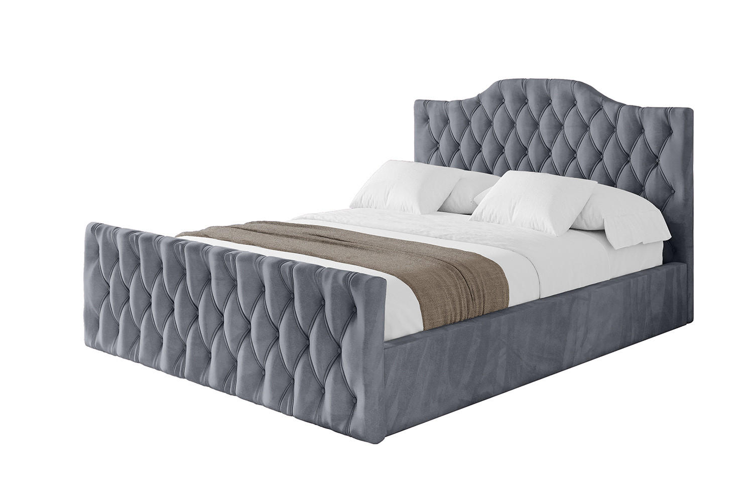 POLSTERBETT mit Bettkasten, Fußteil und Lattenrost, Boxbett ohne Matratze - FALIO-Z 120x200 Grau - Grau, Holzwerkstoff/Textil (120/200cm) - ALTDECOR