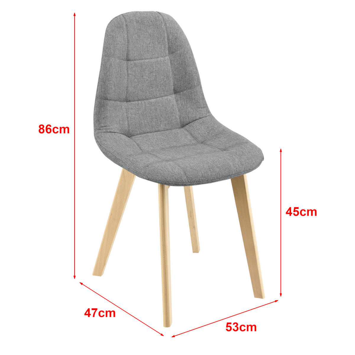 ESSZIMMERSTUHL Kopparberg 4er-Set - Hellgrau, Textil (53/86/47cm) - [en.casa]