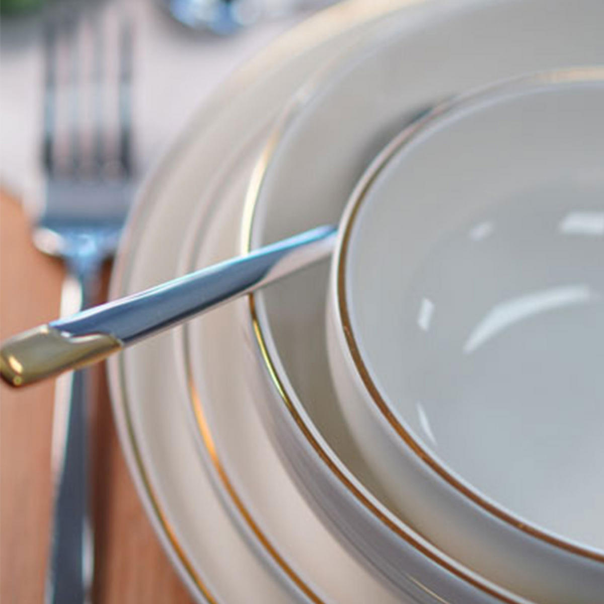 GESCHIRRSET Milano 28-tlg. Gold - Weiß, Keramik (41/38/38cm) - Mulex