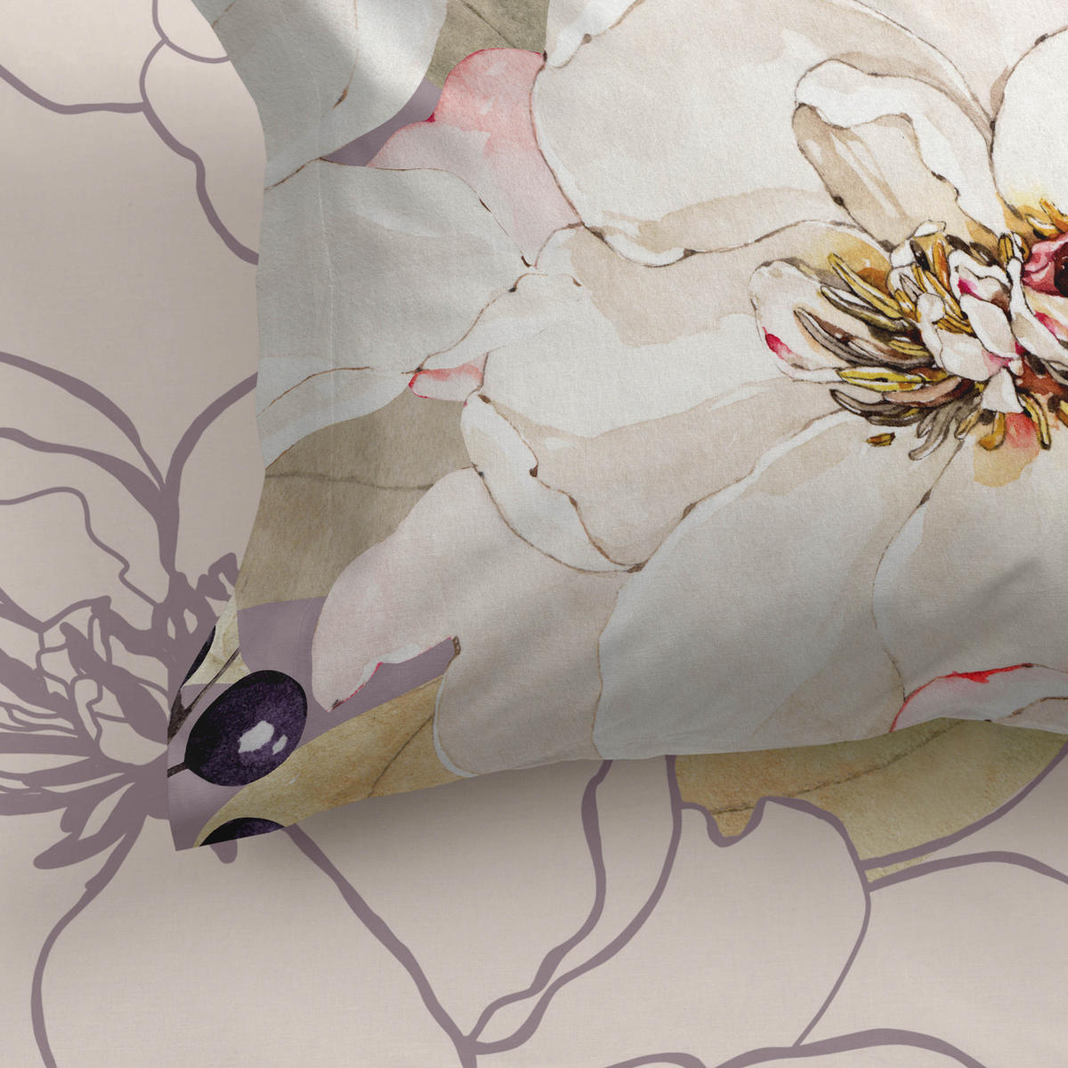 SPANNBETTTUCH white peonies 140x200x32 cm mehrfarbig - Multicolor, Textil (140/200cm) - Happy Friday