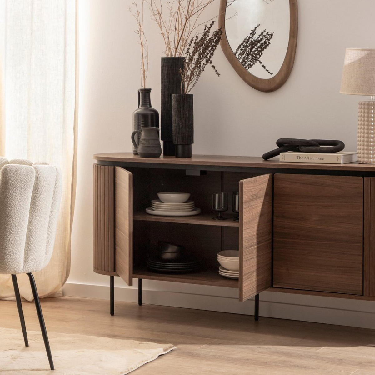 ANRICHTE NIEDRIGE Helios Walnuss 160 cm x 76 cm - Walnussfarben, Holzwerkstoff (160/76/40cm) - Klast Home