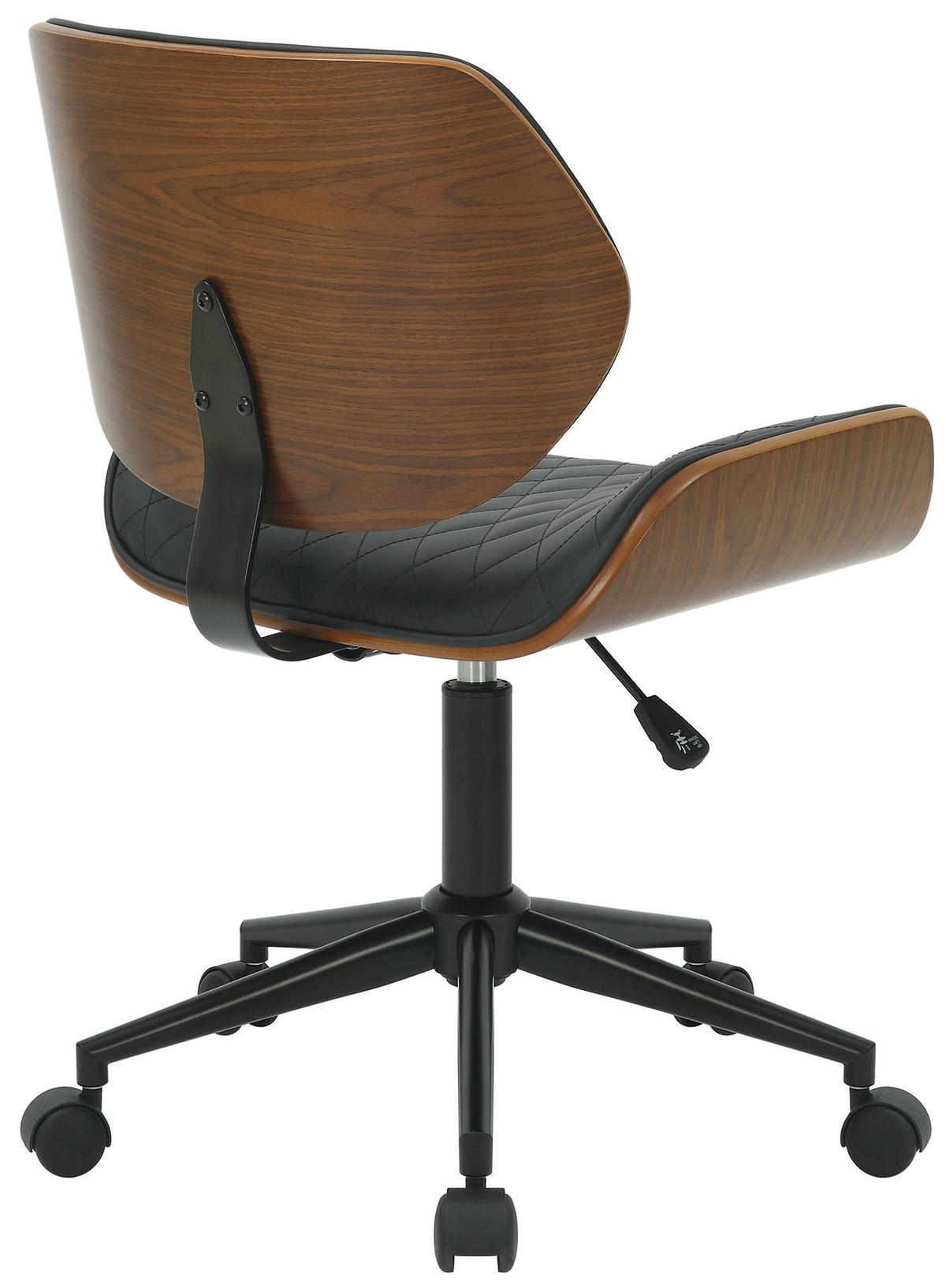 BÜROSTUHL Kryos Kunstleder walnuss/schwarz - Schwarz, Metall (54.5/92/53cm) - TPFLiving