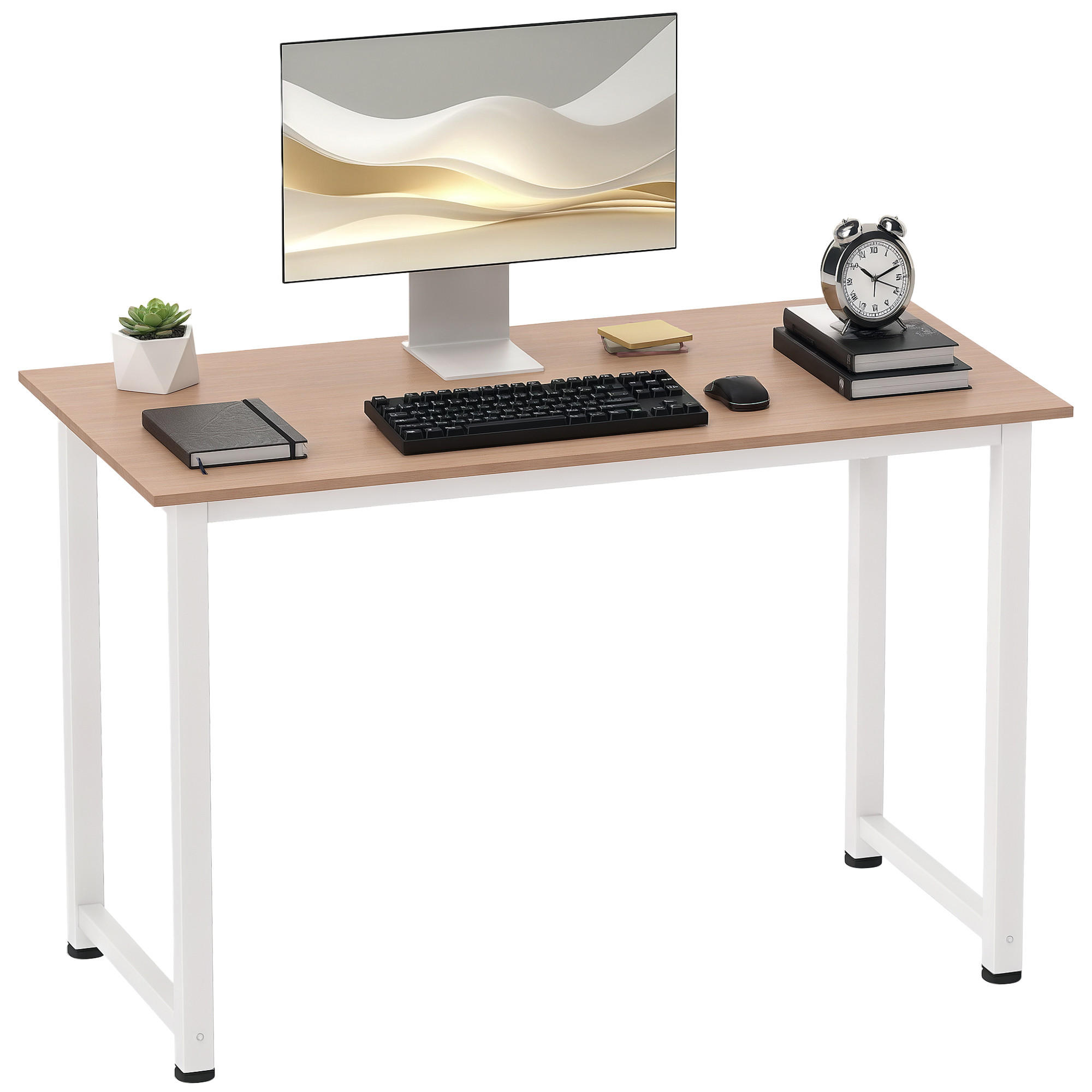 COMPUTERTISCH Eichefarben und Weiß mit Metallgestell 120/60/76 cm - Weiß, Holzwerkstoff (60/120/76cm) - PANGIVO
