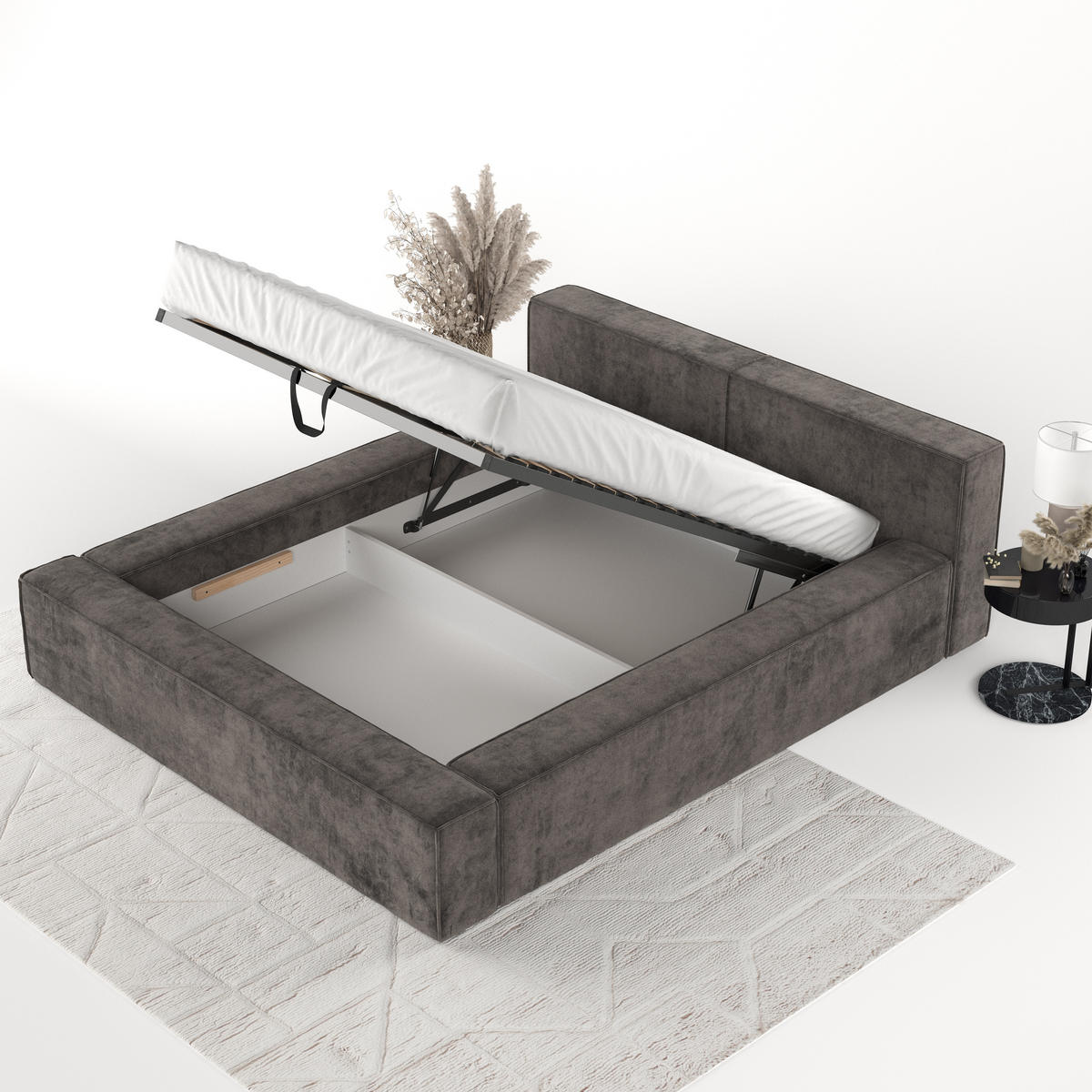 POLSTERBETT Casto mit Stauraum 200/200 cm Braun im Terra NW Stoff - Schwarz/Naturfarben, Holz/Holzwerkstoff (200/200cm) - AltaBeds