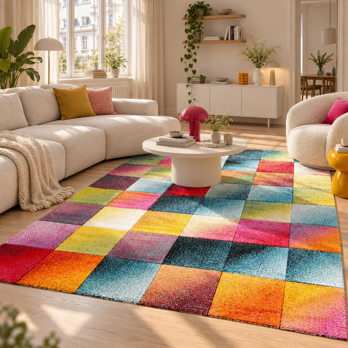 DESIGNER TEPPICH MAUI MODERN KARO - Multicolor, Textil (200/290cm) - Pergamon