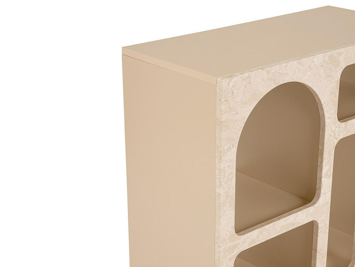 WANDKONSOLE mit 5 Fächern - Marmor-Optik Beige - LUELA - Beige, Holz (80/74/37cm) - Vente-Unique