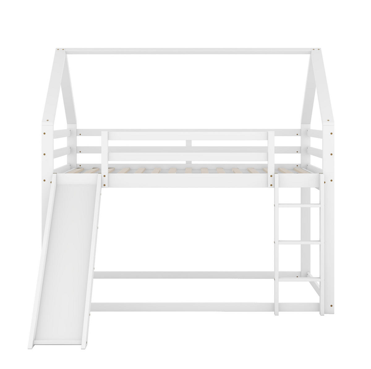 ETAGENBETT Hausbett mit Rutsche und Leiter, Weiß, 140/200 cm - Weiß, Holz (140/200cm) - MIVRAY