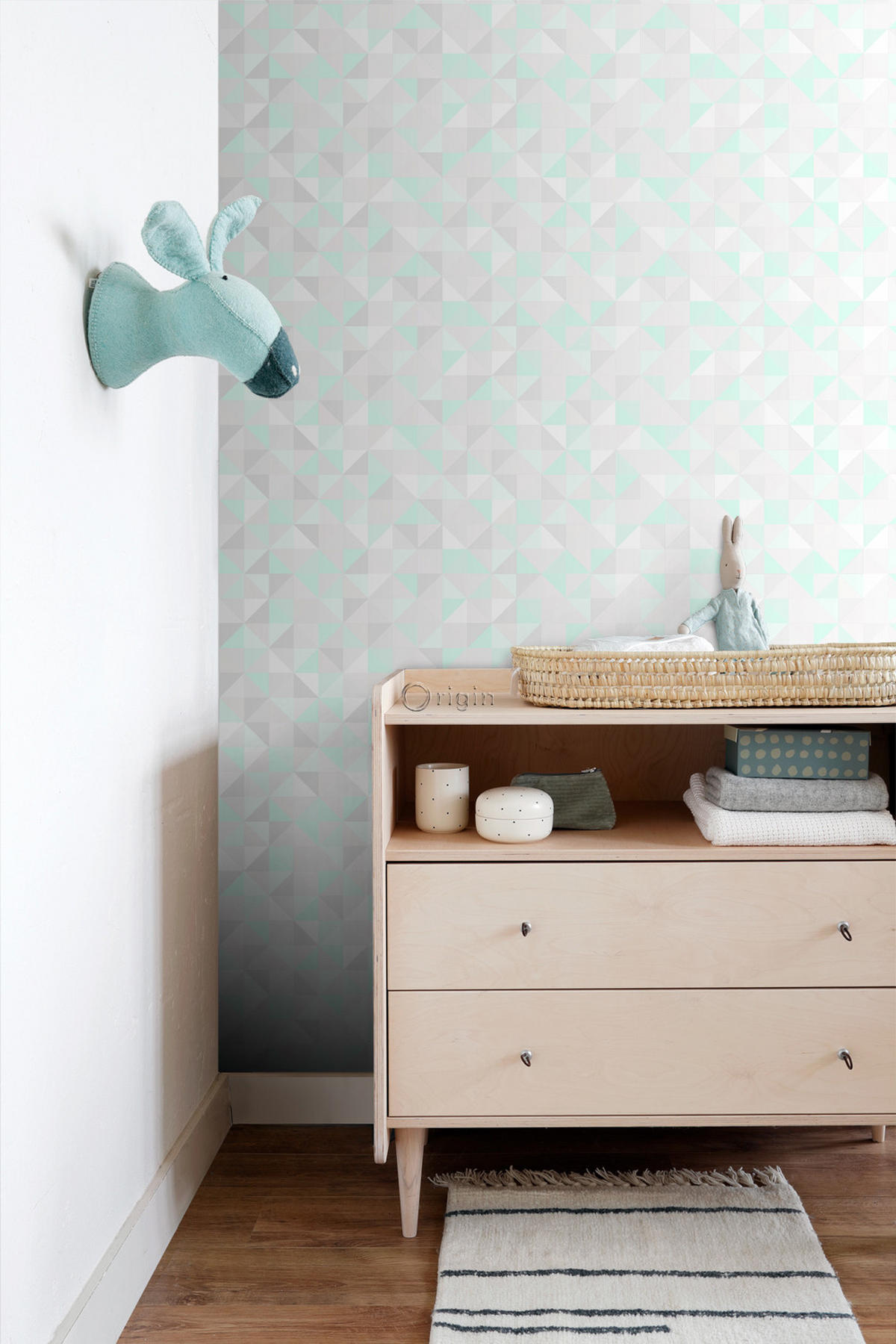 TAPETE Dreiecke 53 cm x 10.05 m - Grün, Papier (53/0.1cm) - Origin Wallcoverings