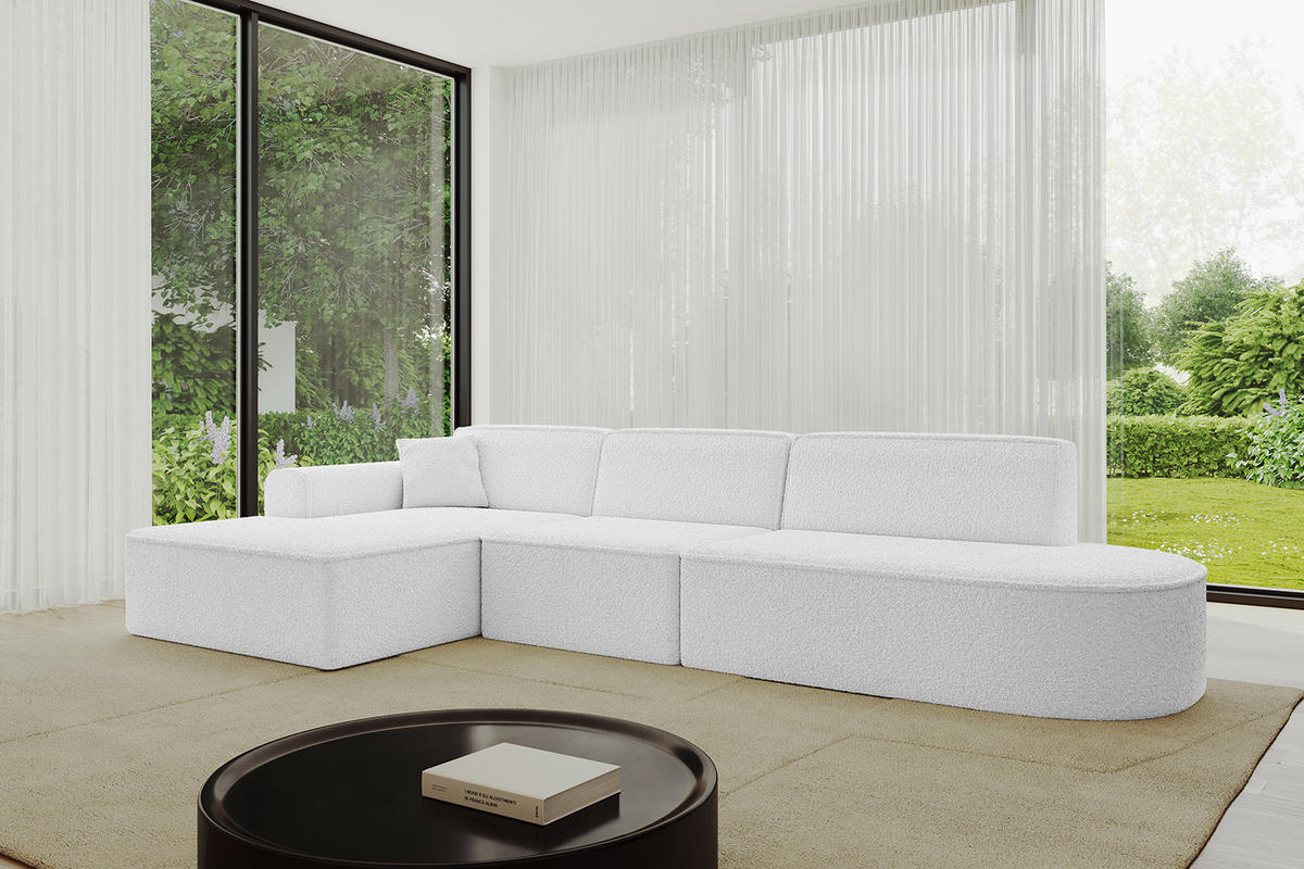 ECKSOFA Ottomane Links IREA-L2-v3 - 327x165x77 cm Weiß - Weiß, Holzwerkstoff/Textil (327/165cm) - ALTDECOR