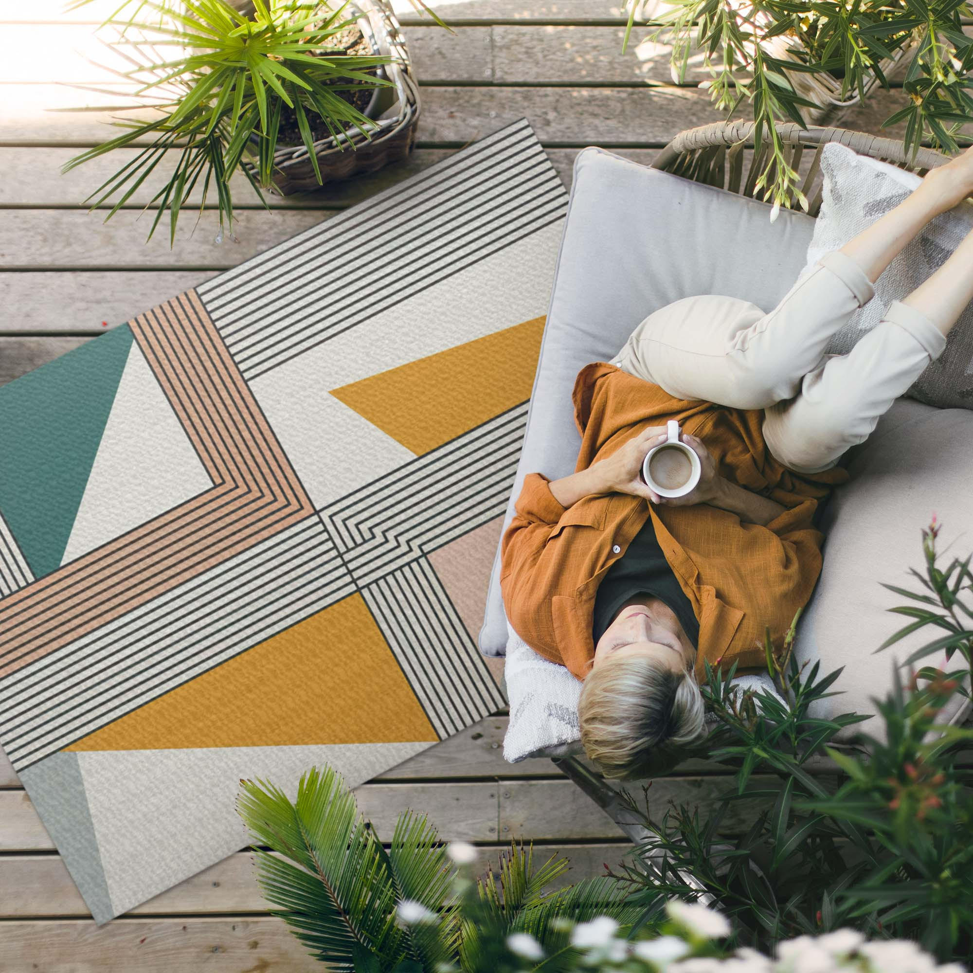 TEPPICH 100x150 cm Lineare Abstraktion Bauhaus - Türkis, Kunststoff (100/150cm) - Wallfluent