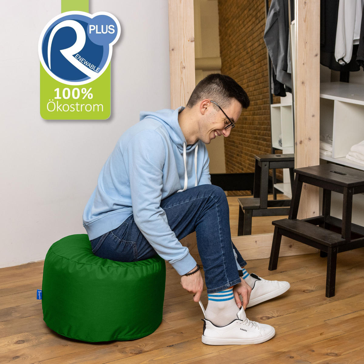SITZPOUF L tannengrün - Waldgrün, Textil (500/300/500cm) - Bruni