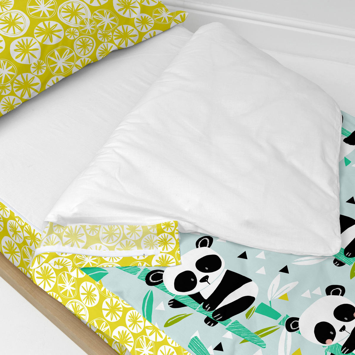 KINDER schlafsack Panda garden blue 90x200 cm Ohne füllung - Blau, Textil (90/200cm) - Happy Friday