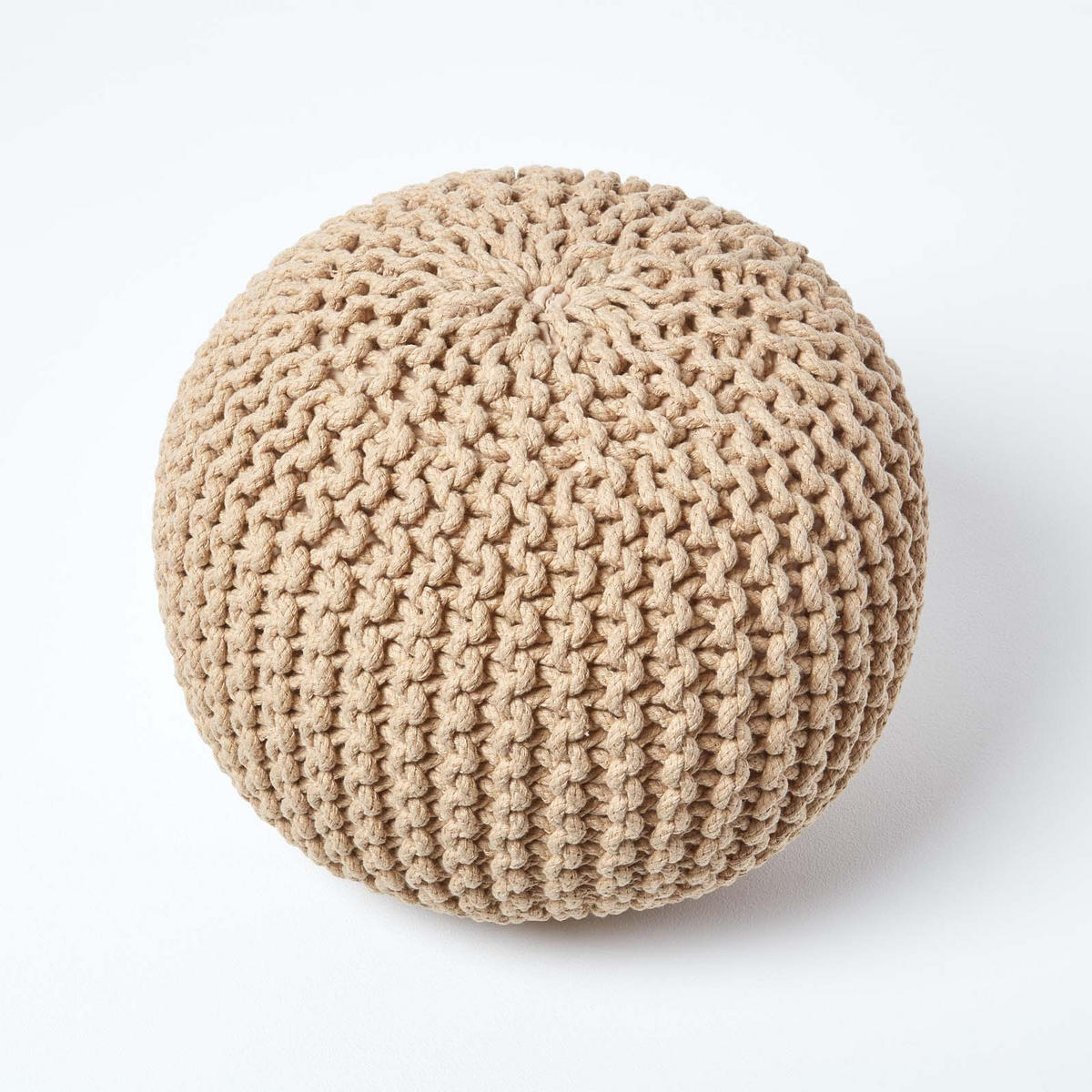 STRICK-POUF beige, 40/40/35 cm - Beige, Textil (40/35/40cm) - Homescapes