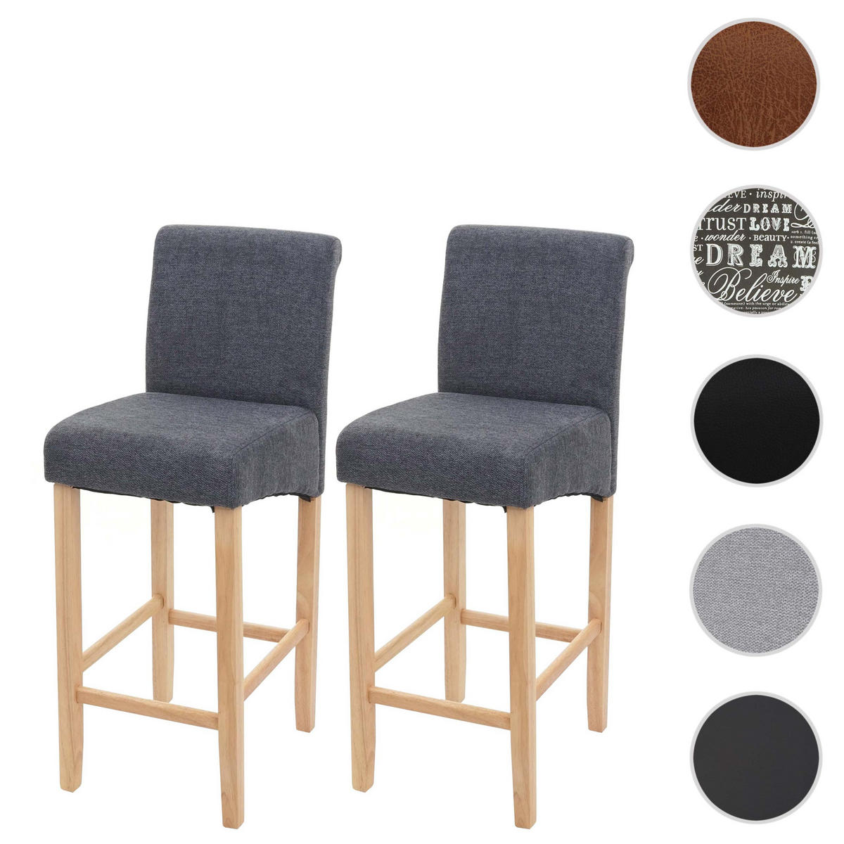BARHOCKER Grau 2er-Set - Grau, Textil (39/105/53cm) - MCW