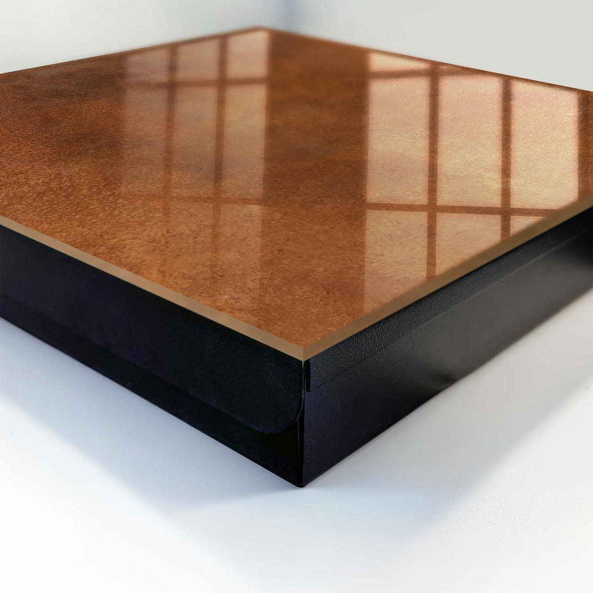 SCHLÜSSELBOX Schwarz 30x30 cm- Türöffnung nach rechts - Braune Textur - Braun, Metall (30/30/5cm) - TULUP