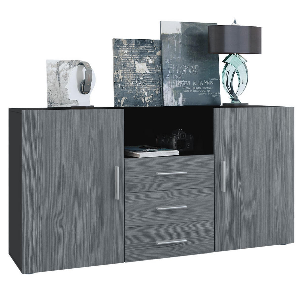 SIDEBOARD Skadu Front in Avola-Anthrazit - Anthrazit, Holzwerkstoff (138.5/71.5/35cm) - Vladon