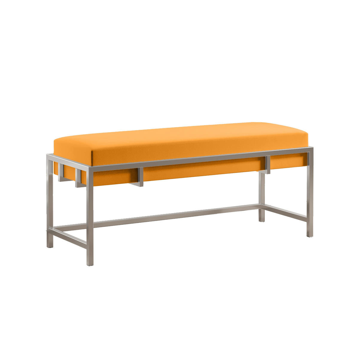 POLSTERBANK LAMO 100 Honig, Silberner Rahmen - Chromfarben/Honig, Textil/Metall (100/45/35cm) - Bettso