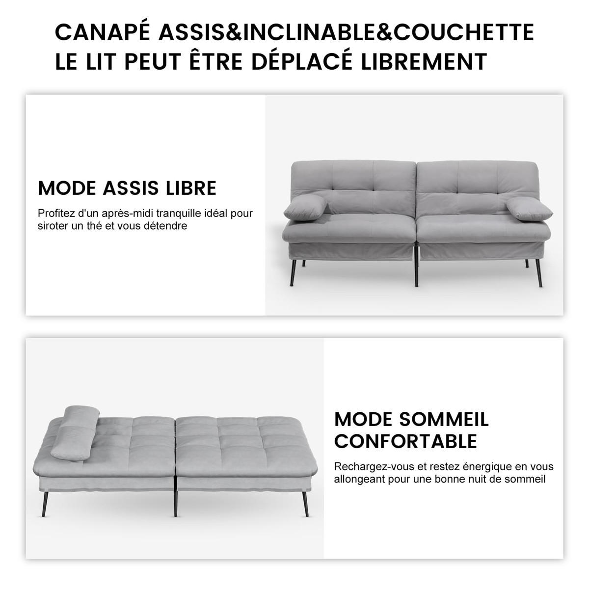 SCHLAFSOFA 3-Sitzer mit Bettfunktion und Stoffbezug, Grau - Grau, Textil (174/42/102cm) - Kaket