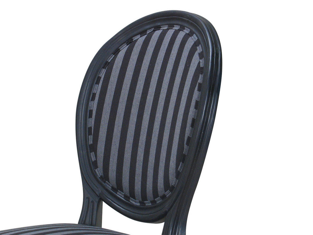 STUHL 2er-Set antik schwarz, Stoff schwarz gestreift - Schwarz, Holz/Textil (50/93/47cm) - ebuy24