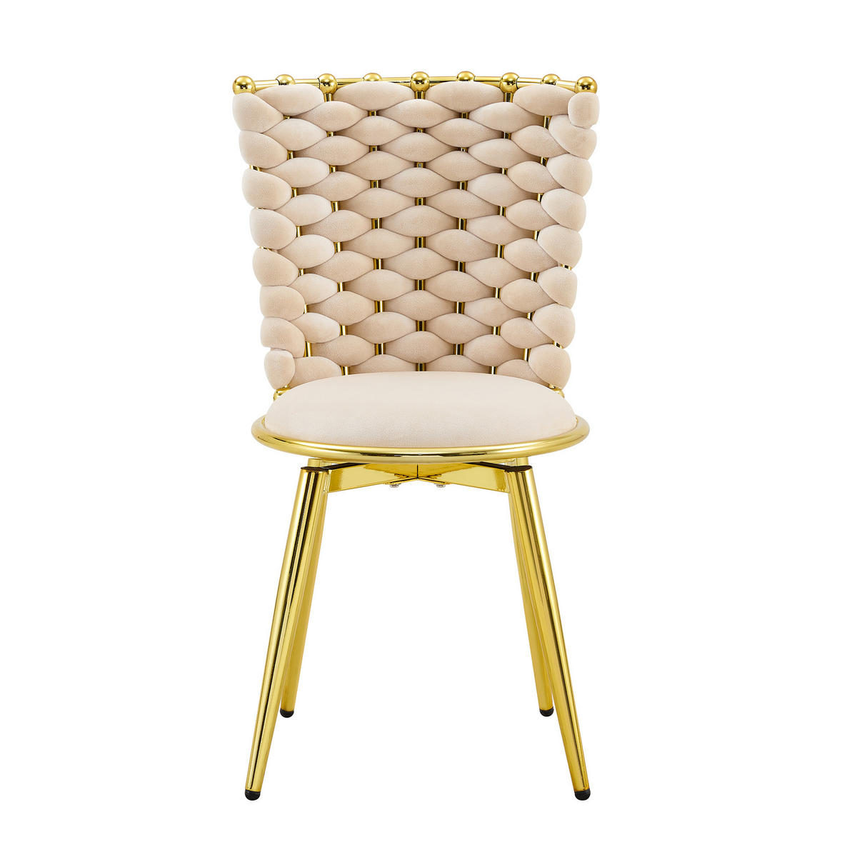 STUHL-SET DE-36805 2 Stück mit geflochtener Rückenlehne Beige - Beige, Metall (50.8/87.63/53cm) - ComfortXL