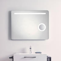 WANDSPIEGEL Silberfarben inkl. LED 'Mirror' - Silberfarben, Glas (62/10/80cm)
