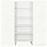 BÜCHERREGAL Weiß 5 offene Fächer und Massivholzfüße 60/24/144 cm - Weiß, Holz (24/144/60cm) - PANGIVO