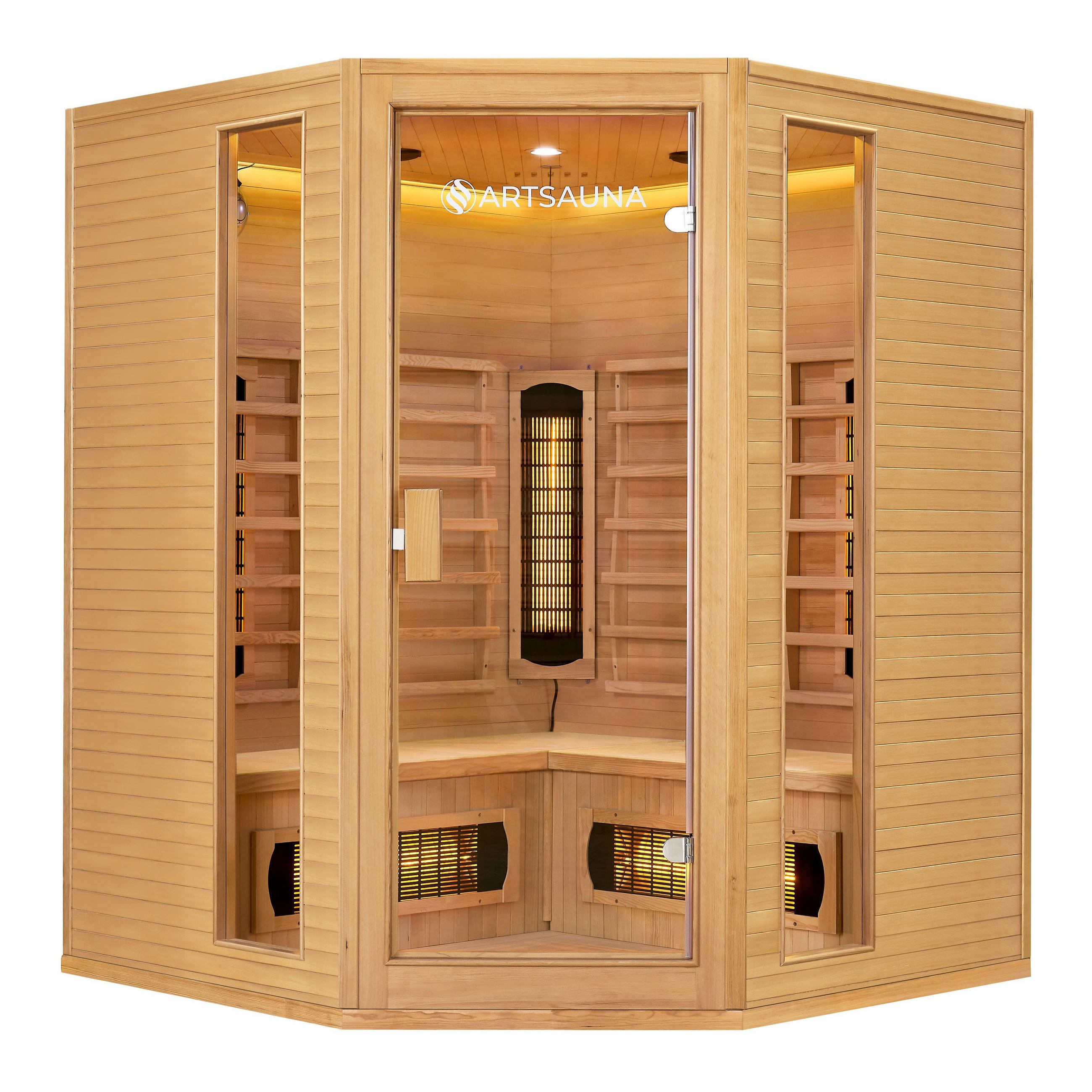 INFRAROTKABINE Nyborg E150V mit Vollspektrum-, Flächenstrahlern & Hemlockholz - Naturfarben, Holz (150/190/150cm) - Artsauna