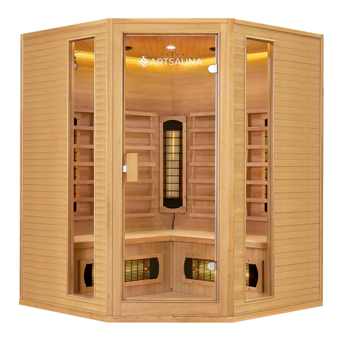 INFRAROTKABINE Nyborg E150V mit Vollspektrum-, Flächenstrahlern & Hemlockholz - Naturfarben, Holz (150/190/150cm) - Artsauna