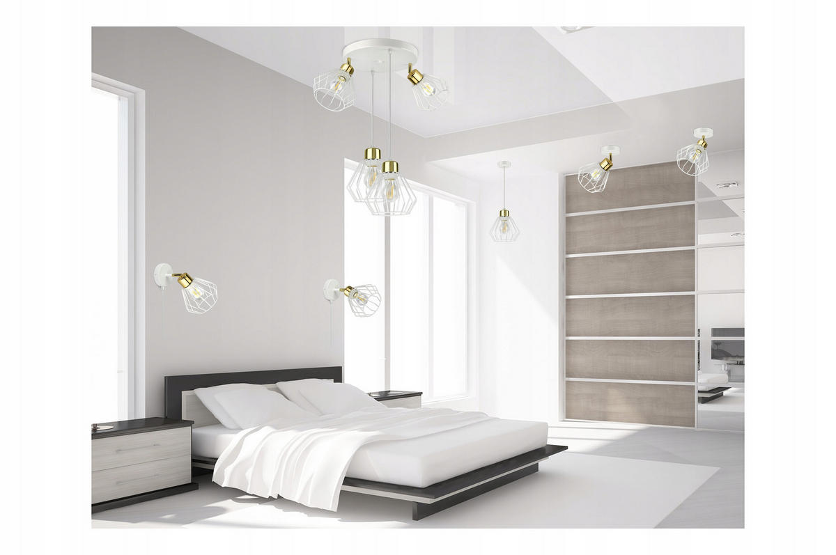 DECKENLEUCHTE LOFT - Goldfarben/Weiß, Metall (30/30/80cm) - kiki design