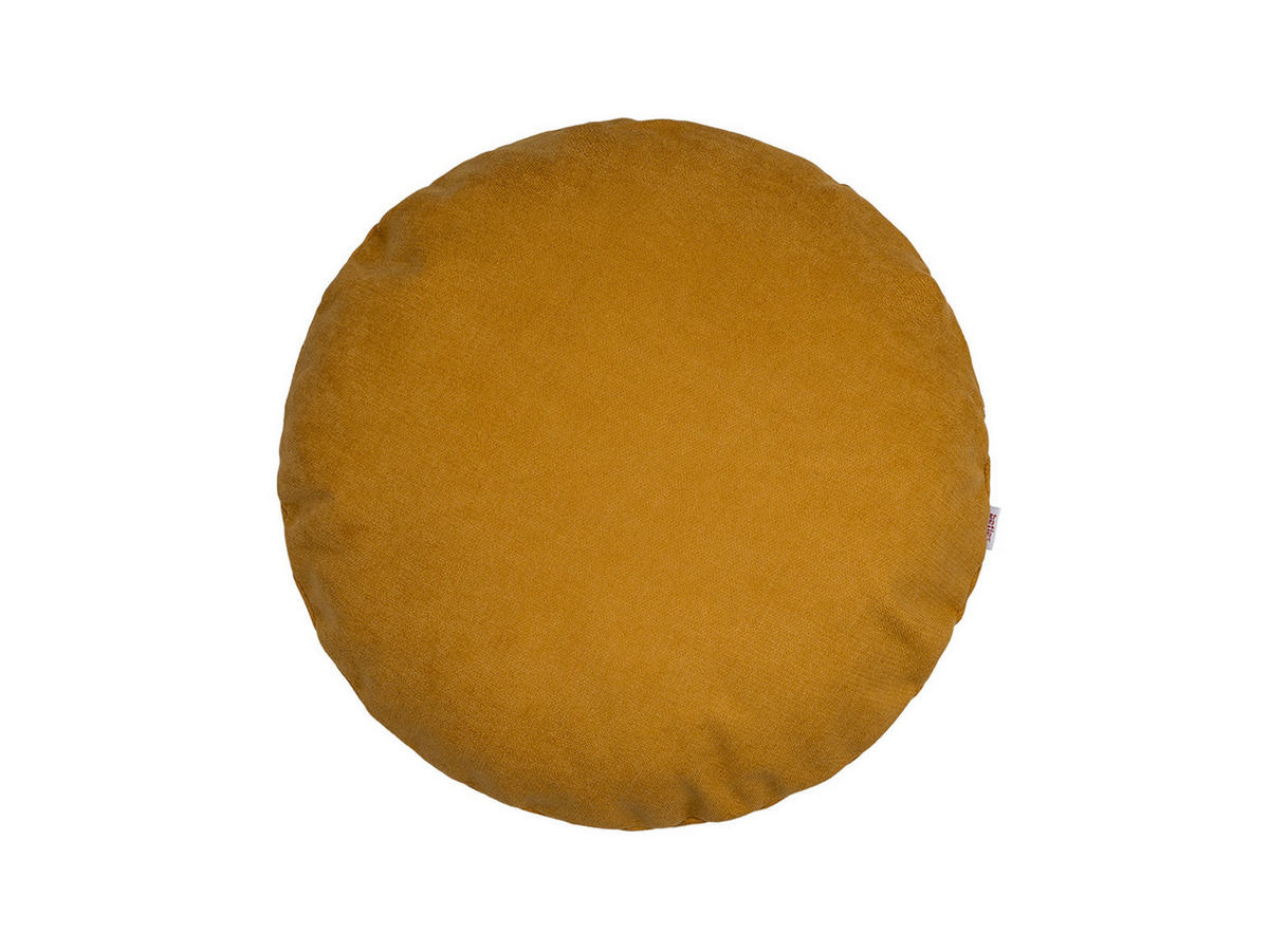 KISSENHÜLLE Rund FarbTon Chenille-Haptik curry-gelb 50 cm Ø - Currygelb, Textil (50/50cm) - beties Heimtextil