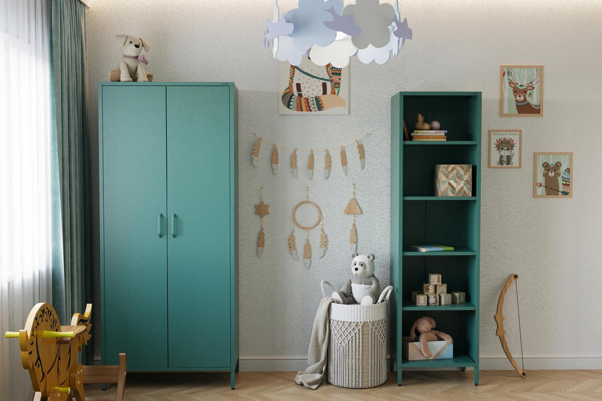 KLEIDERSCHRANK FLAVIO - Grün, Metall (80/185/45cm) - Jan Nowak