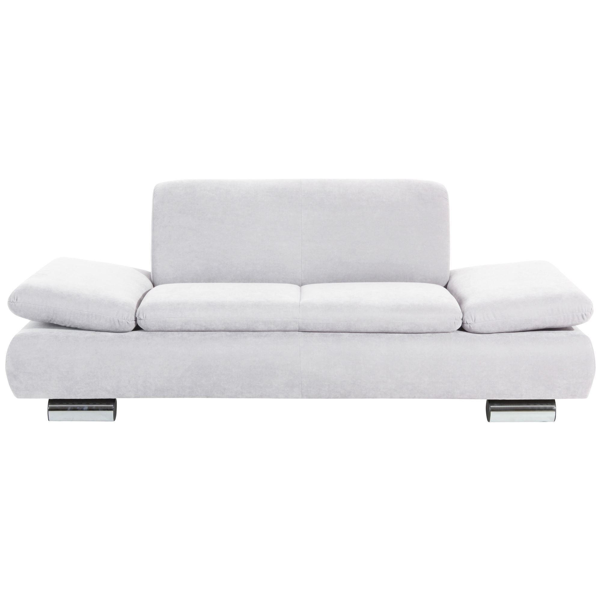 SOFA 2-Sitzer Kaye Bezug Veloursstoff Metallfuß verchromt / creme - Weiß, Kunststoff (190/76/90cm) - 58aufmkessel