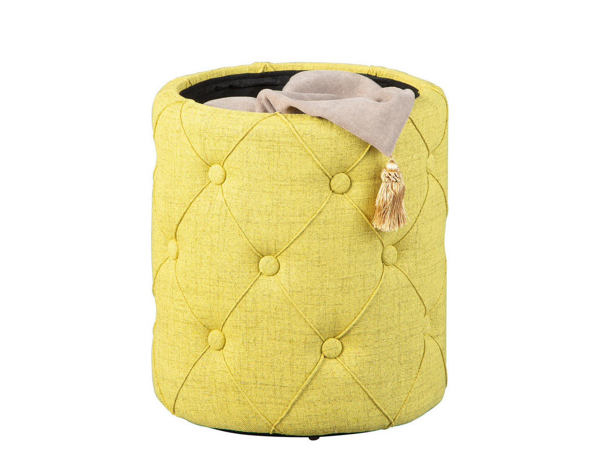 POUF gelbgrün und braun - Gelb, Holzwerkstoff (34/40/34cm) - ebuy24