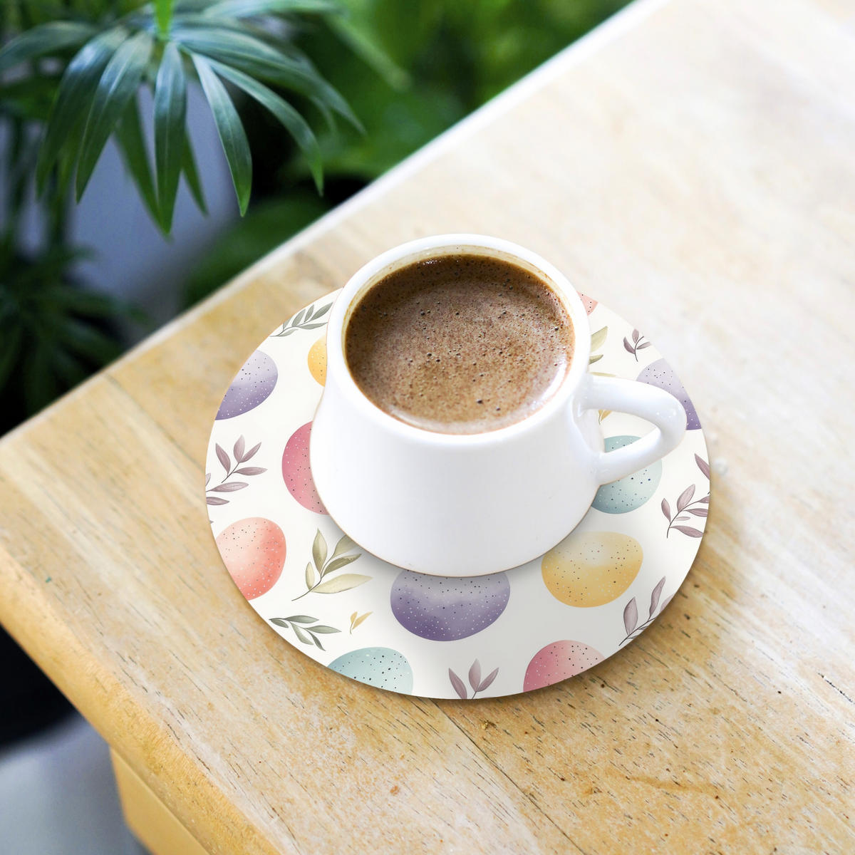 GLASUNTERSETZER Eier - Bunt - Muster 10x10 cm - Weiß, Naturmaterialien (10/0.2cm) - MuchoWow