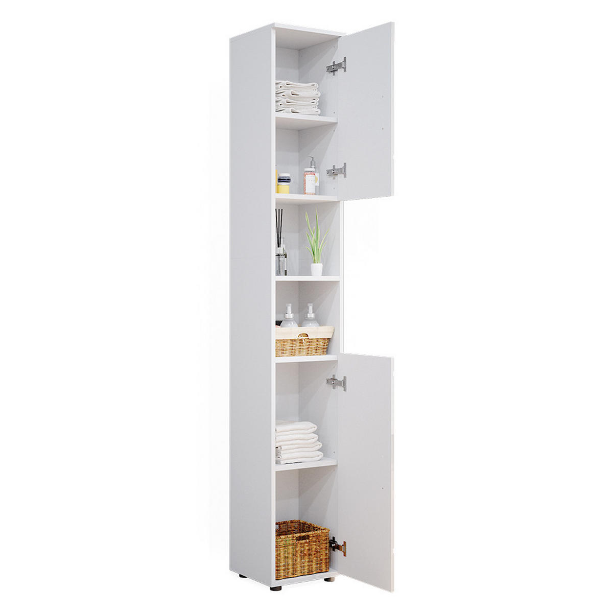 BADSCHRANK Irma Weiß Hochglanz 30 x 192 cm - Weiß Hochglanz, Holzwerkstoff (30/192/30cm) - Vicco