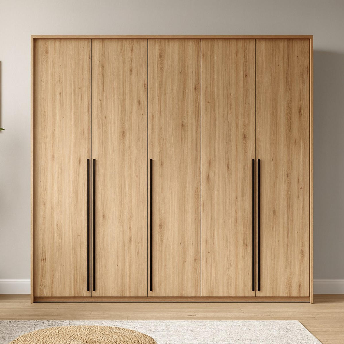 DREHTÜRENSCHRANK Giana mit 5 Türen, 255 cm, eichefarben - Eichefarben, Holzwerkstoff (255/215/64.5cm) - Beautysofa