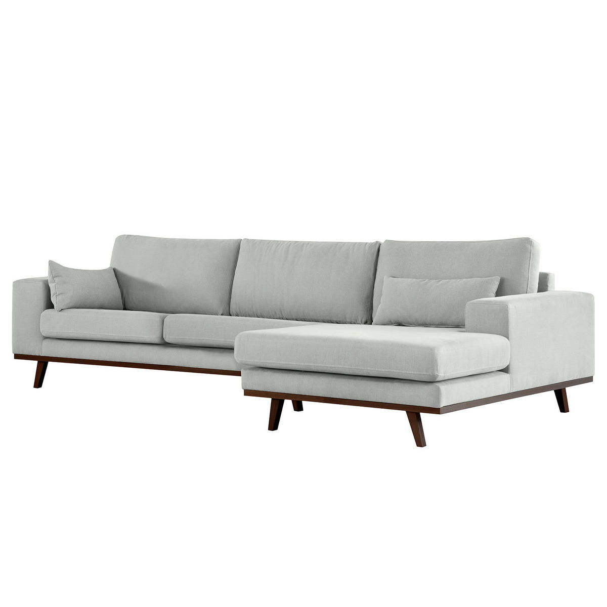 ECKSOFA mit Longchair - Buchefarben/Grau, Buchenholz/Textil (281/153cm) - home24