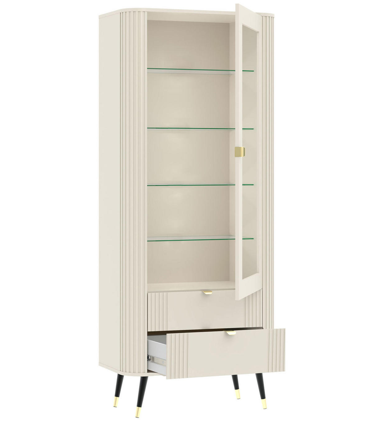 VITRINE Onyx Kaschmir gold 78,4 / 40 / 192,4cm - Kaschmir/Beige, Glas/Holzwerkstoff (78.4/192.4/40cm) - Feldmann-Wohnen