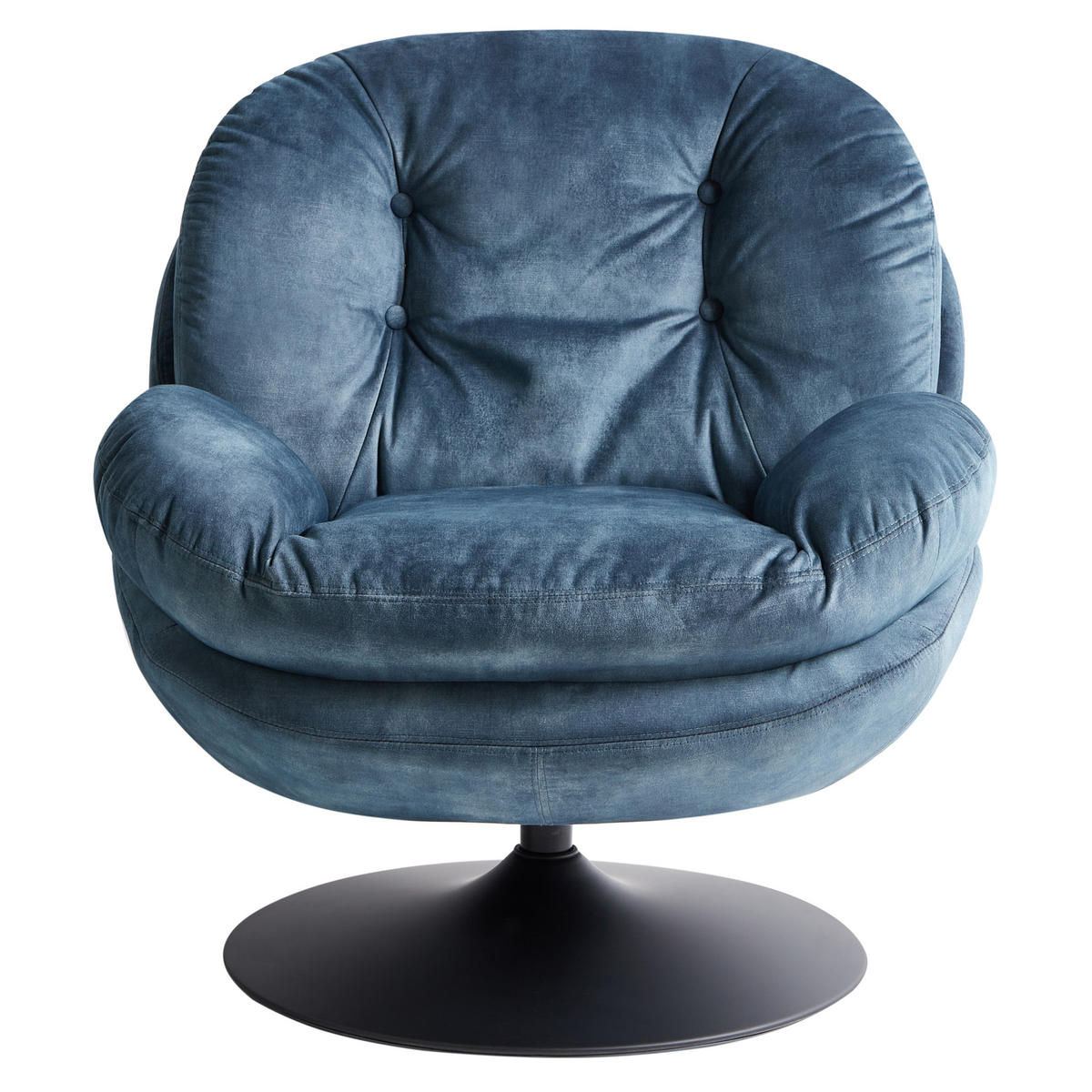 DREHSESSEL Dunkelblau Nolvik - Schwarz/Dunkelblau, Textil/Metall (82/82/85cm) - Beliani