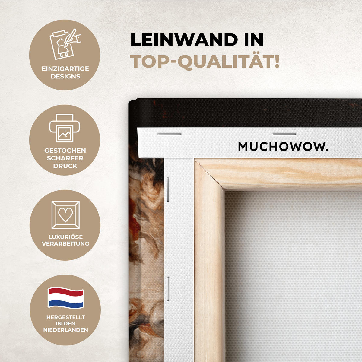 LEINWANDBILD Gold - Lippen - Kunst - Gold - Luxus - Abstrakt Wandbilder 80x60 cm - Kupferfarben, Textil (80/60cm) - MuchoWow