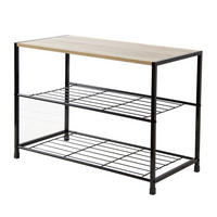 REGAL für Schuhe mit 3 Regalebenen - Schwarz, Metall (30/43/63cm) - Calicosy