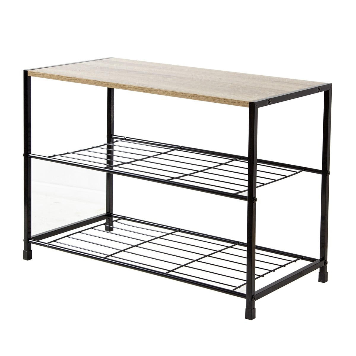 REGAL für Schuhe mit 3 Regalebenen - Schwarz, Metall (30/43/63cm) - Calicosy